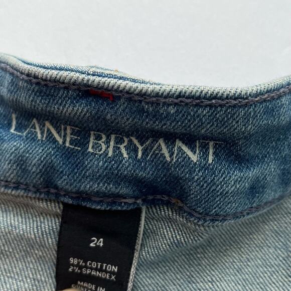 Lane Bryant Star Print Denim Shorts Raw Hem - Picture 4 of 6